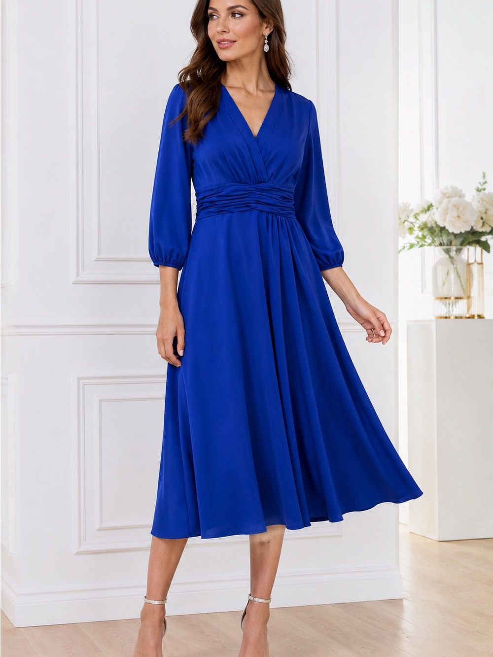 Teri Jon by Rickie Freeman Royal Blue Midi Dress – Size 4